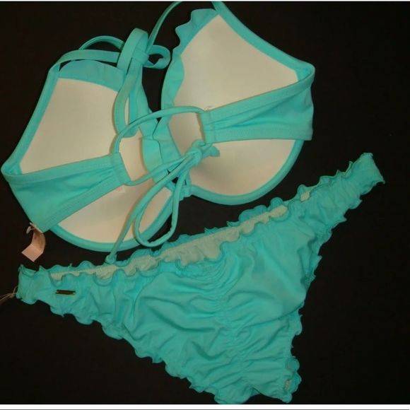 NWT VS 32C/XS BIKINI SEAFOAM GLOW RUFFLE itsy - Picture 2 of 2